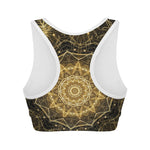 Gold Kaleidoscope Print Women's Sports Bra