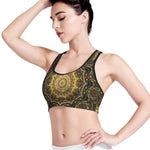 Gold Kaleidoscope Print Women's Sports Bra