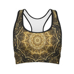 Gold Kaleidoscope Print Women's Sports Bra