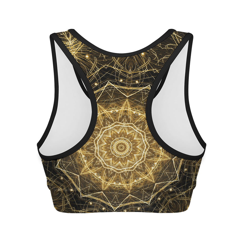 Gold Kaleidoscope Print Women's Sports Bra
