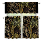 Gold Koi Carp Fish Print 3 Piece Kitchen Curtains