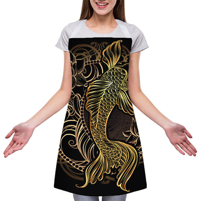 Gold Koi Carp Fish Print Adjustable Apron