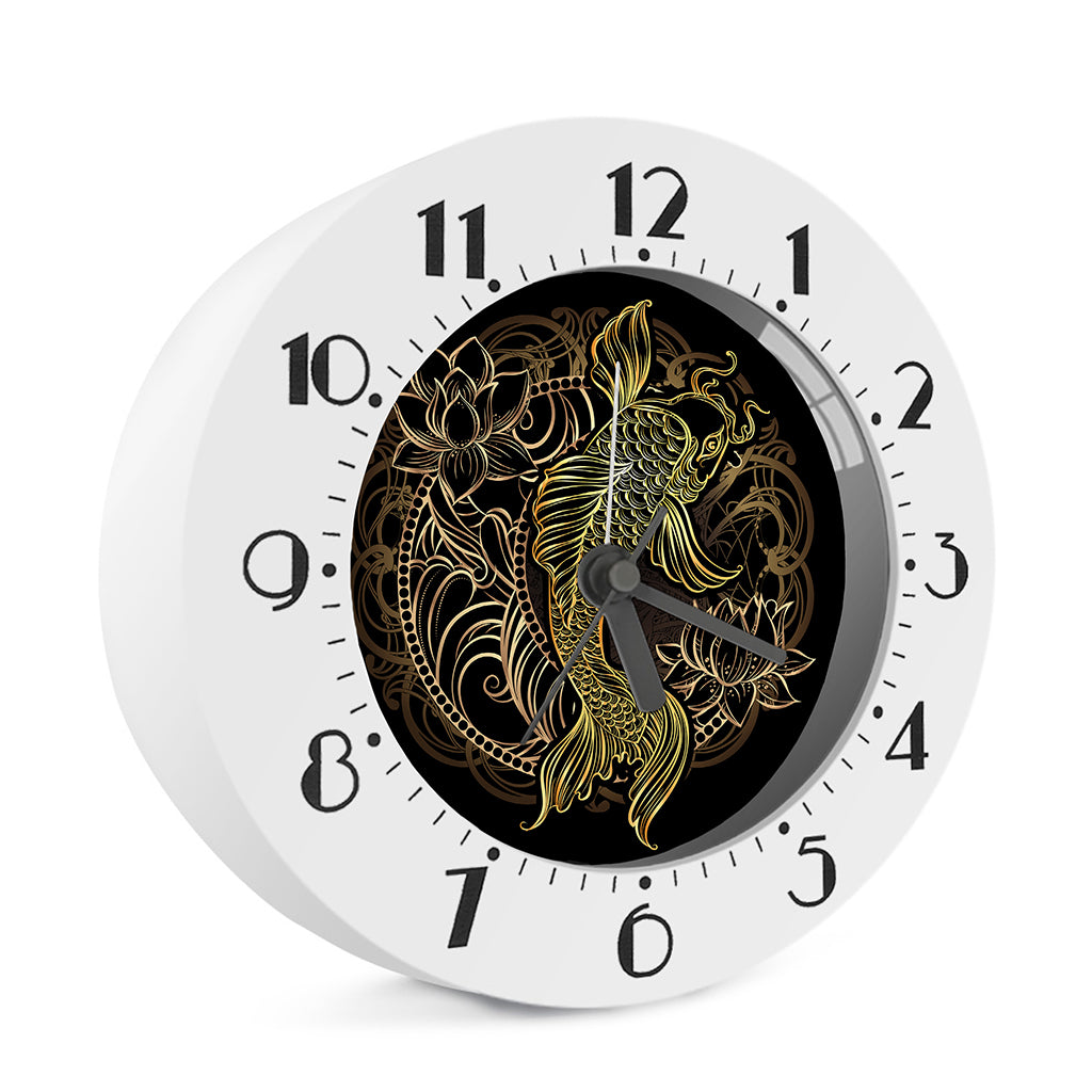 Gold Koi Carp Fish Print Alarm Clock