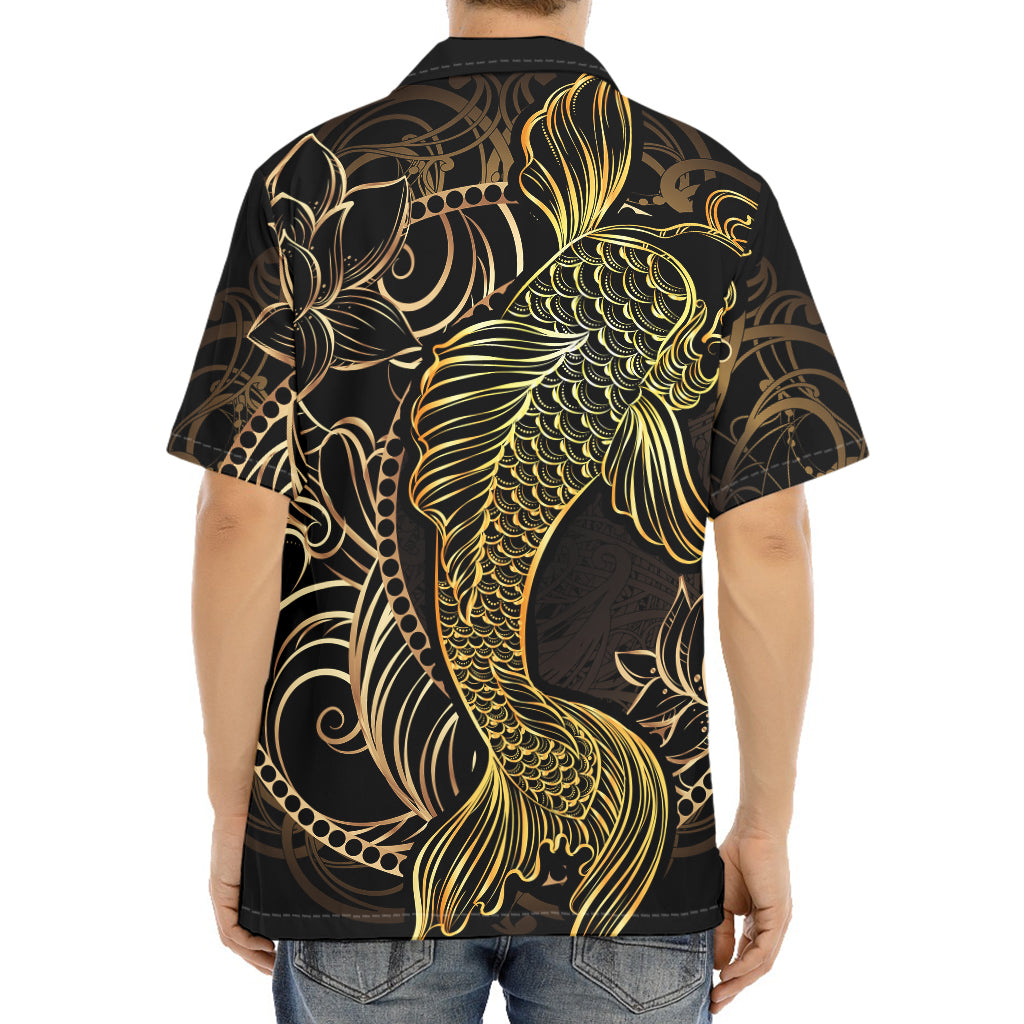 Gold Koi Carp Fish Print Aloha Shirt