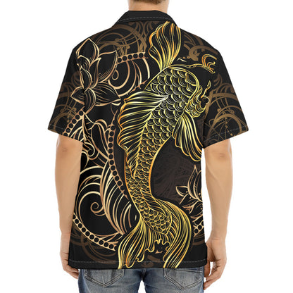 Gold Koi Carp Fish Print Aloha Shirt