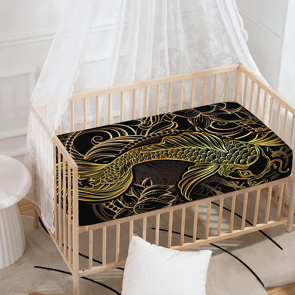 Gold Koi Carp Fish Print Baby Crib Sheet