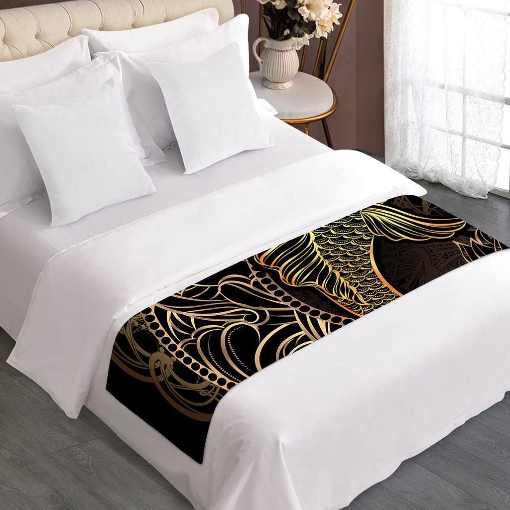 Gold Koi Carp Fish Print Bed Runner