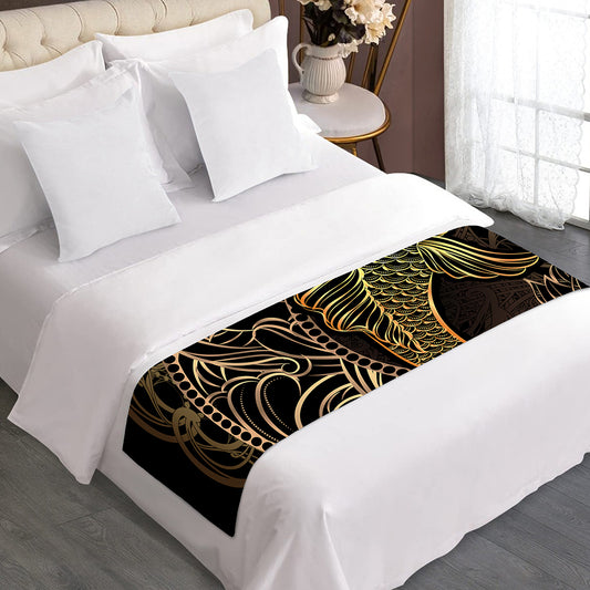 Gold Koi Carp Fish Print Bed Runner