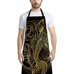 Gold Koi Carp Fish Print Bib Apron With Pocket