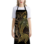 Gold Koi Carp Fish Print Bib Apron With Pocket