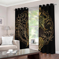 Gold Koi Carp Fish Print Dimout Grommet Curtains