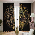 Gold Koi Carp Fish Print Blackout Pencil Pleat Curtains