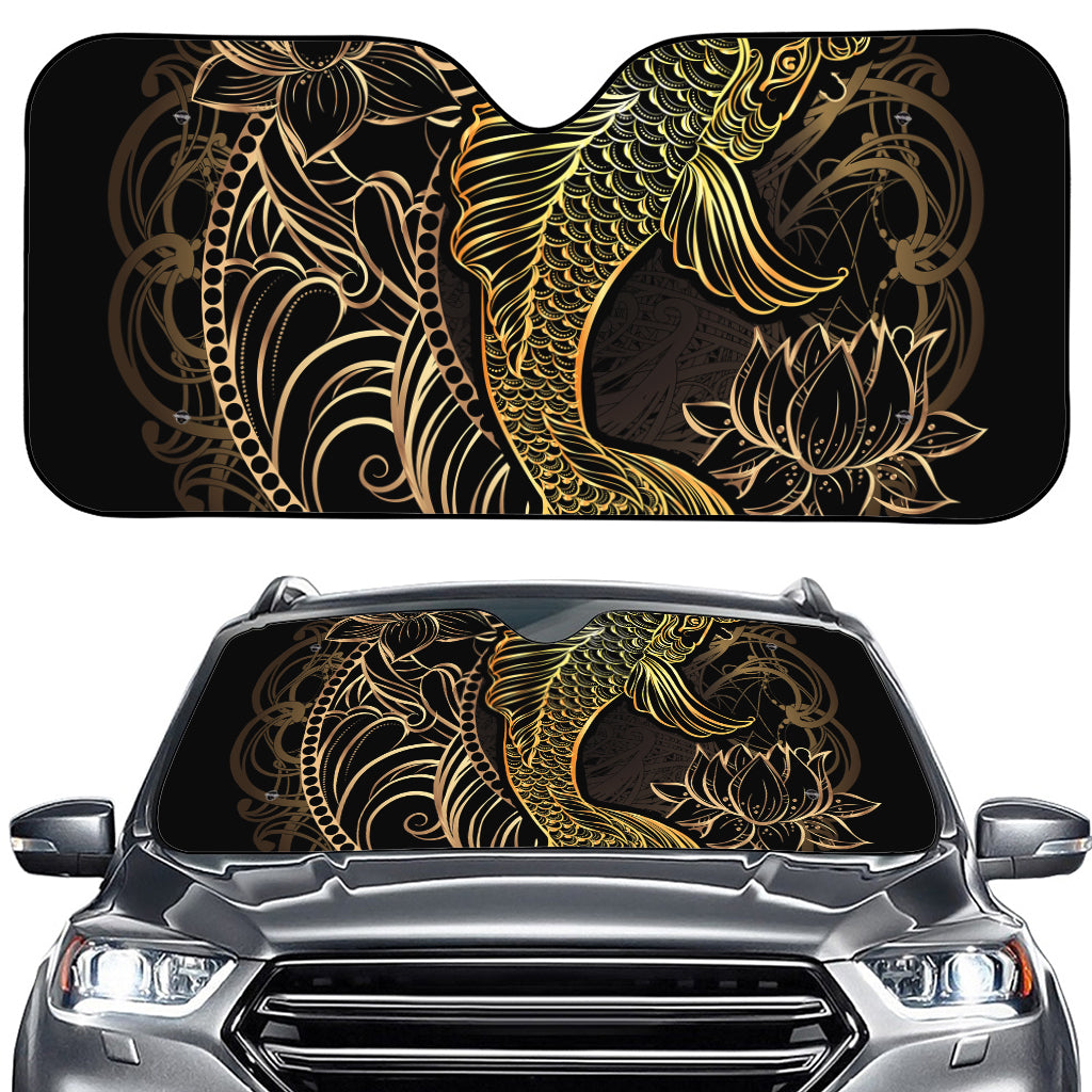 Gold Koi Carp Fish Print Car Windshield Sun Shade