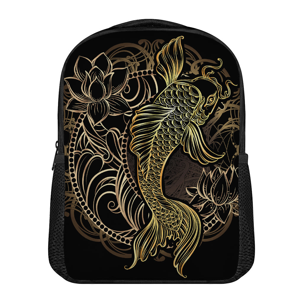 Gold Koi Carp Fish Print Casual Backpack