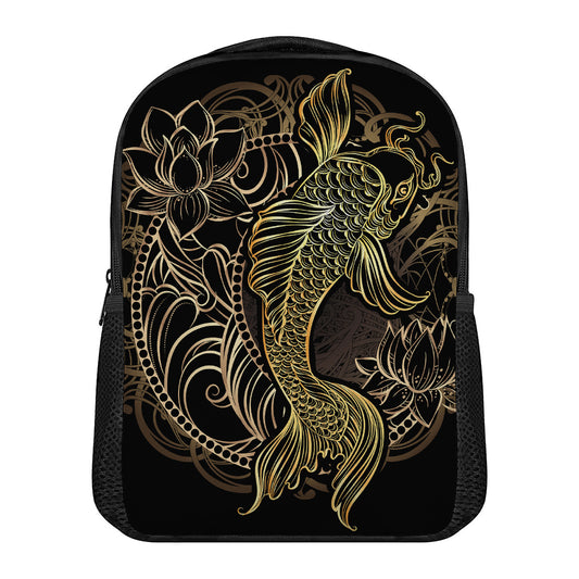 Gold Koi Carp Fish Print Casual Backpack