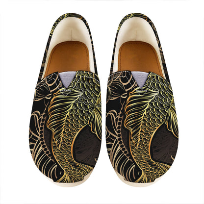 Gold Koi Carp Fish Print Casual Shoes