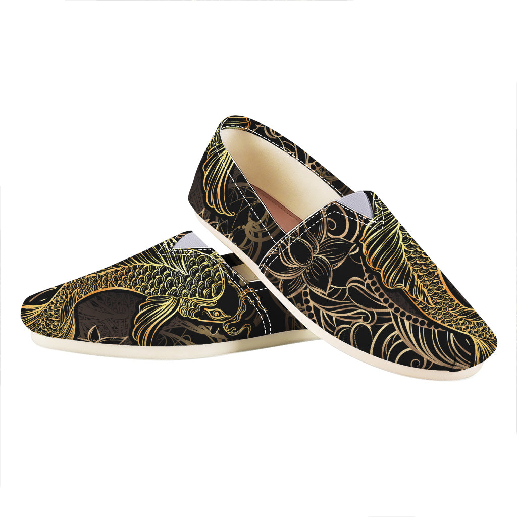 Gold Koi Carp Fish Print Casual Shoes
