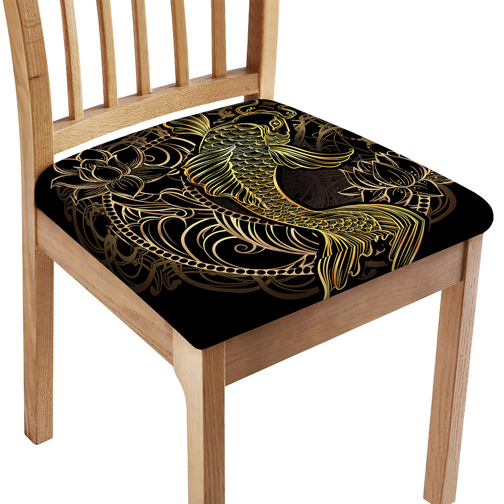 Gold Koi Carp Fish Print Chair Cushion Cover
