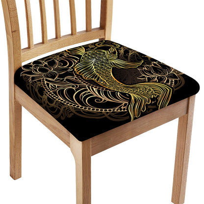 Gold Koi Carp Fish Print Chair Cushion Cover