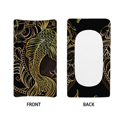 Gold Koi Carp Fish Print Changing Pad Cover