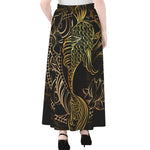 Gold Koi Carp Fish Print Chiffon Maxi Skirt