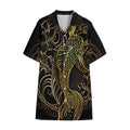Gold Koi Carp Fish Print Cotton Hawaiian Shirt