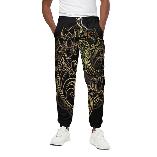 Gold Koi Carp Fish Print Cotton Pants