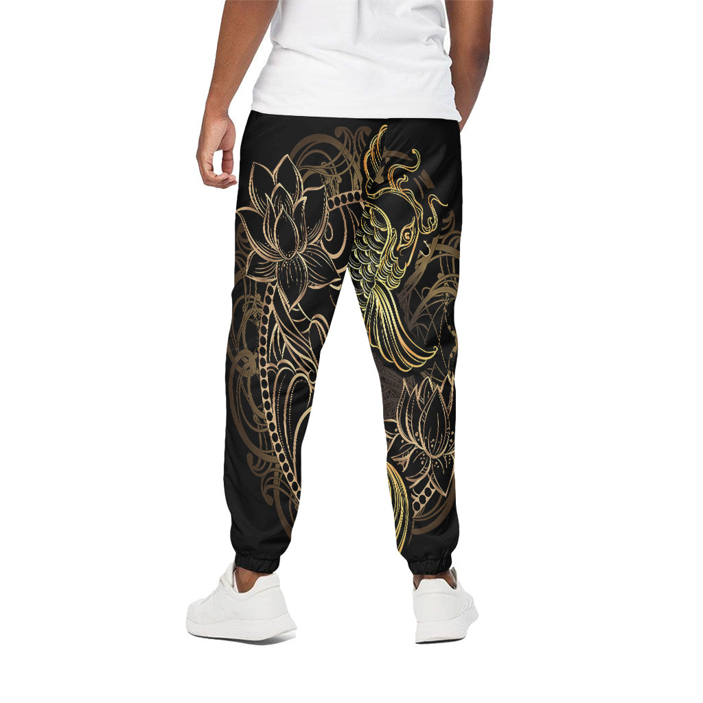 Gold Koi Carp Fish Print Cotton Pants
