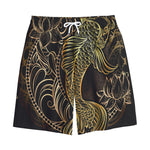 Gold Koi Carp Fish Print Cotton Shorts