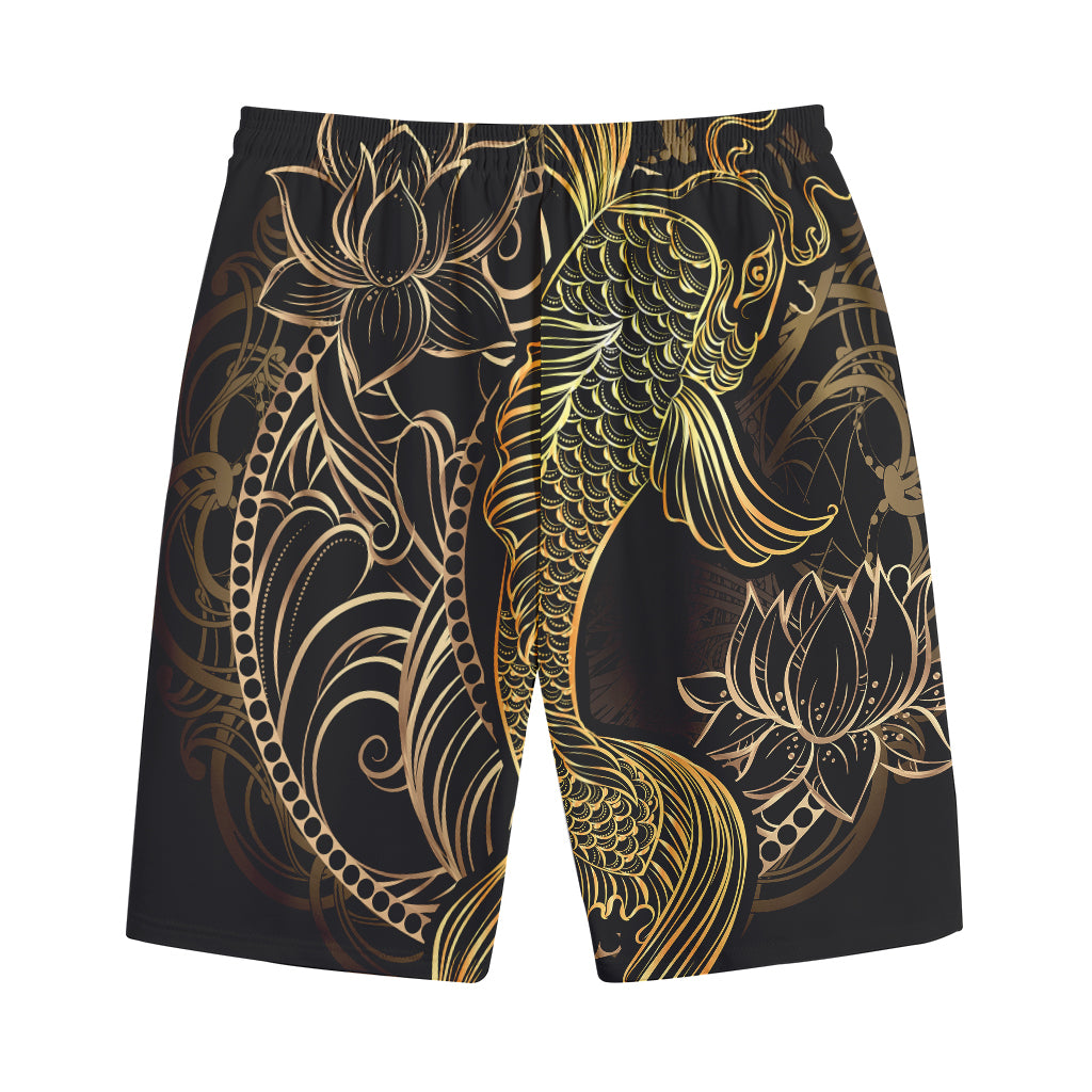 Gold Koi Carp Fish Print Cotton Shorts