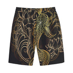 Gold Koi Carp Fish Print Cotton Shorts
