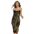 Gold Koi Carp Fish Print Cross Back Cami Dress