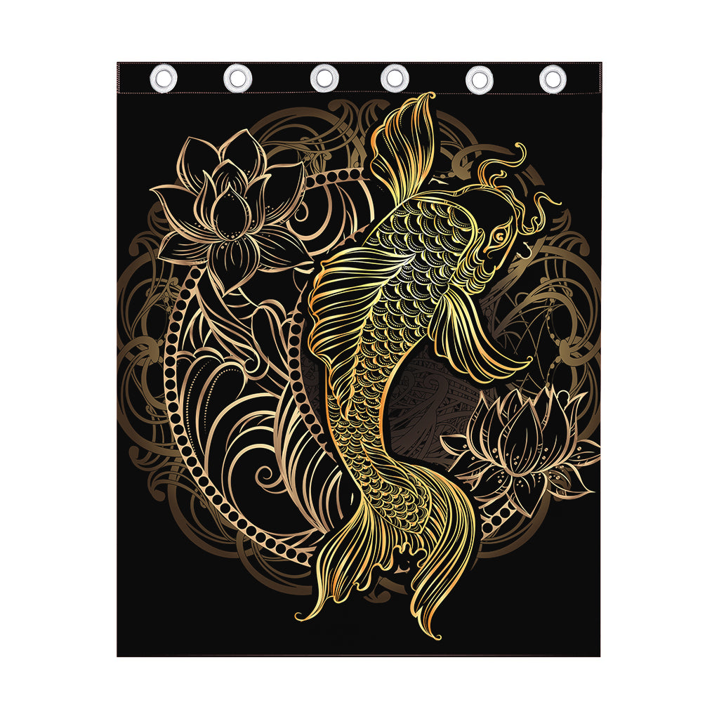 Gold Koi Carp Fish Print Curtain