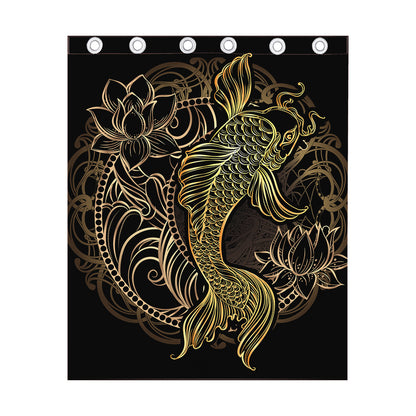 Gold Koi Carp Fish Print Curtain