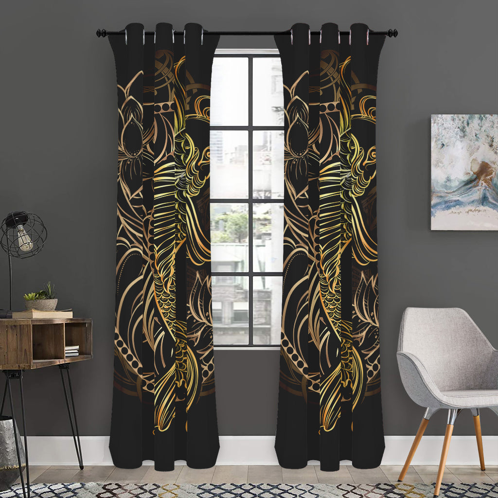 Gold Koi Carp Fish Print Curtain