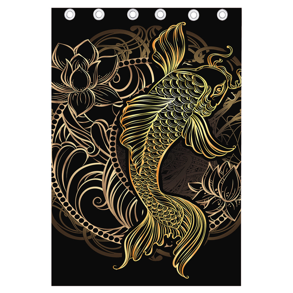 Gold Koi Carp Fish Print Curtain