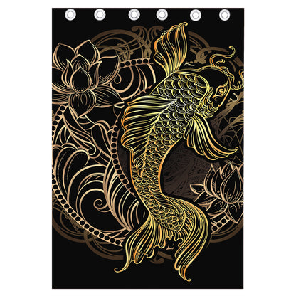 Gold Koi Carp Fish Print Curtain