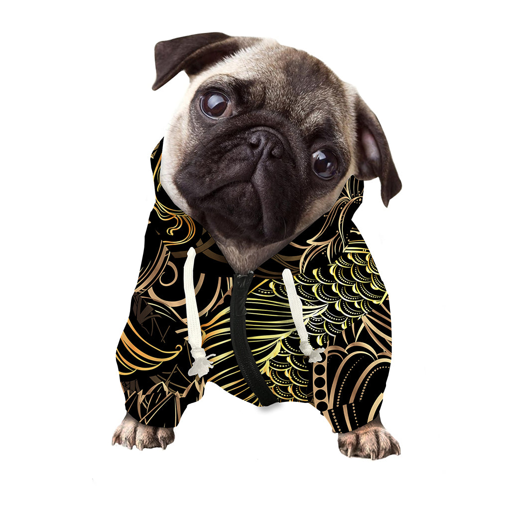 Gold Koi Carp Fish Print Dog Zip Up Hoodie