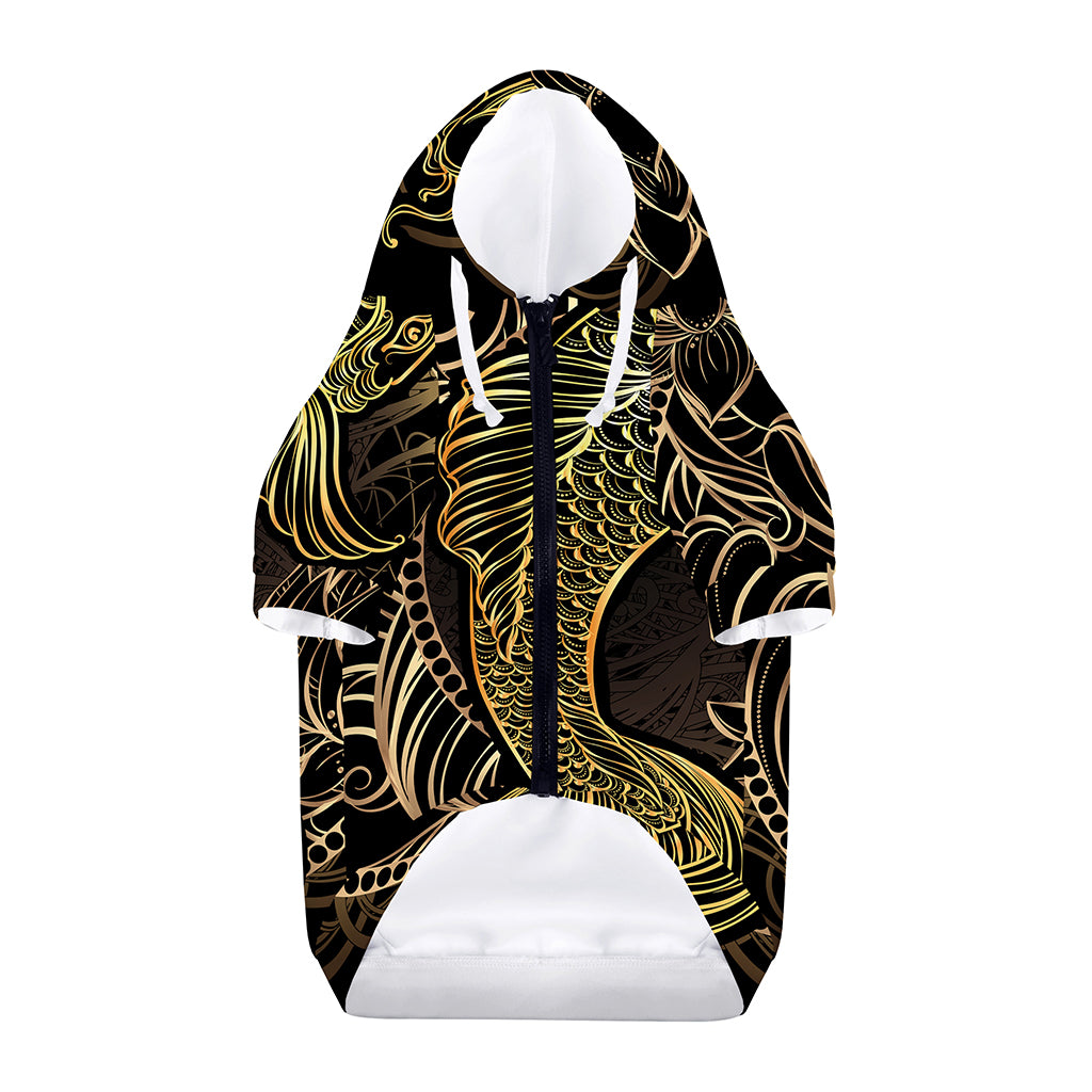 Gold Koi Carp Fish Print Dog Zip Up Hoodie