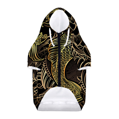 Gold Koi Carp Fish Print Dog Zip Up Hoodie