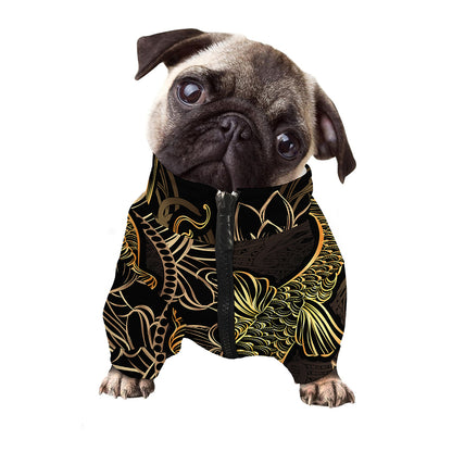 Gold Koi Carp Fish Print Dog Zip Up Jacket