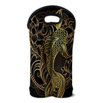 Gold Koi Carp Fish Print Double Neoprene Wine Tote