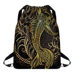 Gold Koi Carp Fish Print Drawstring Backpack