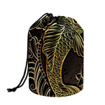Gold Koi Carp Fish Print Drawstring Makeup Bag