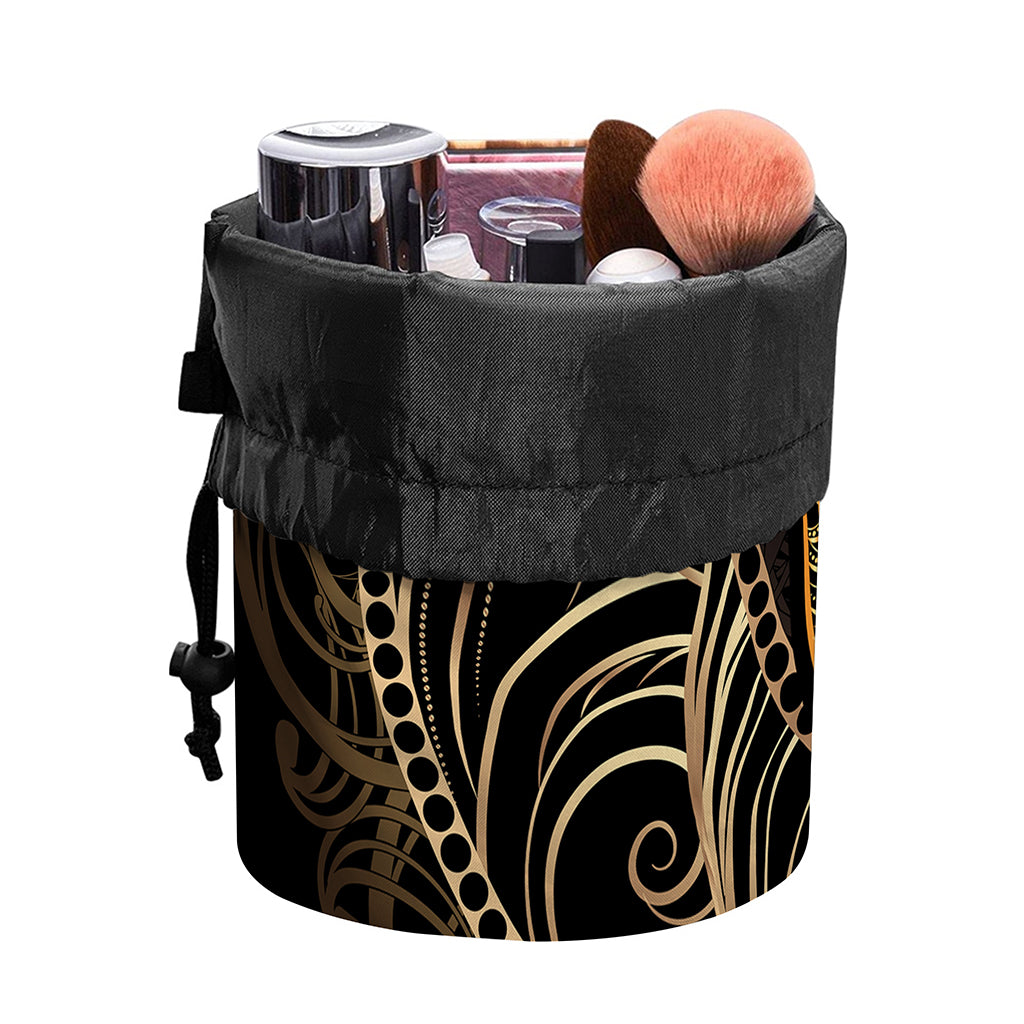 Gold Koi Carp Fish Print Drawstring Makeup Bag