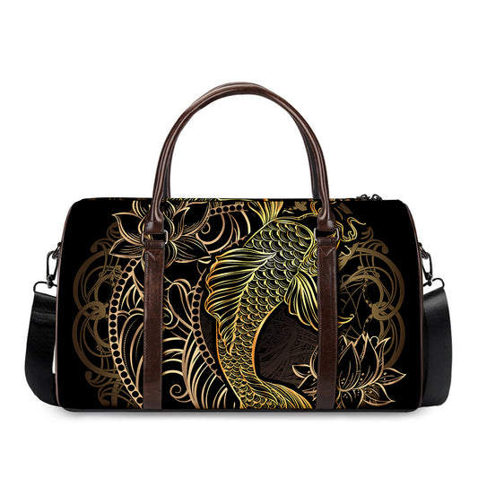 Gold Koi Carp Fish Print Duffle Bag