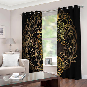 Gold Koi Carp Fish Print Extra Wide Grommet Curtains