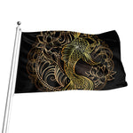 Gold Koi Carp Fish Print Flag