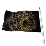 Gold Koi Carp Fish Print Flag