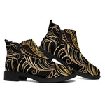 Gold Koi Carp Fish Print Flat Ankle Boots